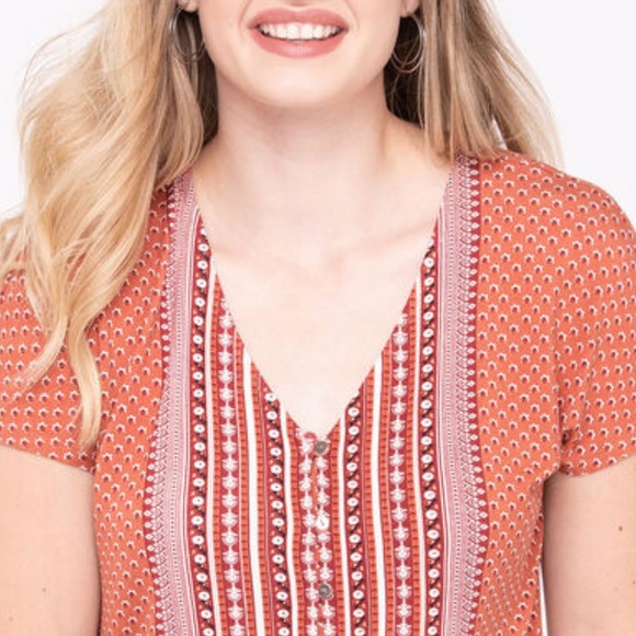 Sz M Button Up Short Sleeve Tie Knot - Picture 3 of 11